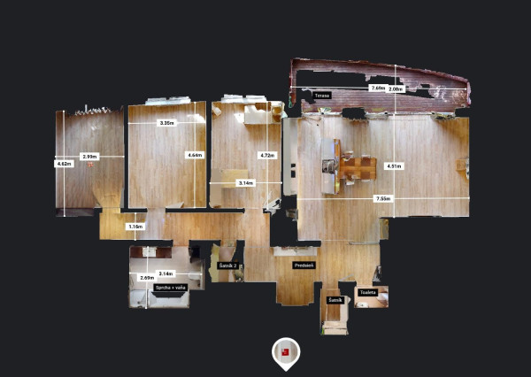 PRENAJATÉ: HRADNÝ VRCH, ul. Drotárska - 4 izb. byt 122m2 + logia 14m2 + parking.