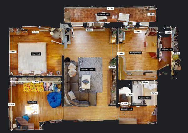 PREDANÉ -Slnečný 3 izbový byt s loggiou, pivnicou, parkingom - ul. PÚPAVOVÁ,  BA IV - KARLOVA VES