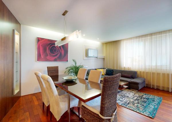 PREDANÉ - Zariadený 3 izb.byt 124 m2: tehla,veľká loggia,šatník,práčovňa,klimatizácia,parking v TOP lokalite!