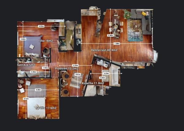 PREDANÉ - Zariadený 3 izb.byt 124 m2: tehla,veľká loggia,šatník,práčovňa,klimatizácia,parking v TOP lokalite!