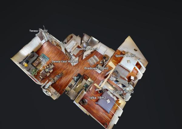 PREDANÉ - Zariadený 3 izb.byt 124 m2: tehla,veľká loggia,šatník,práčovňa,klimatizácia,parking v TOP lokalite!