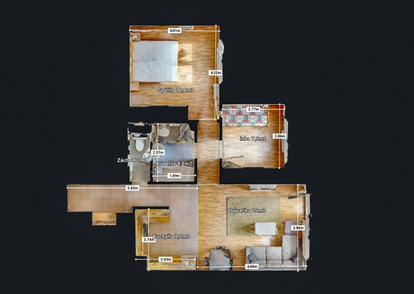 Južne orientovaný 3i s parkovaním v Perle Ružinova