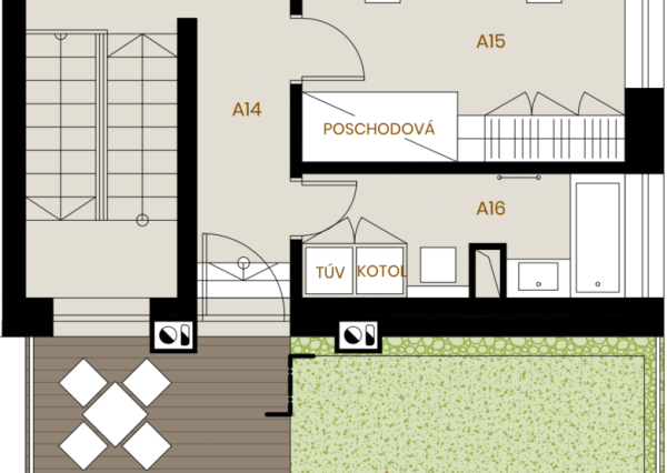 REZERVOVANÝ A2 108m2 strešná terasa 44m2, Kačín, Alžbetin Dvor